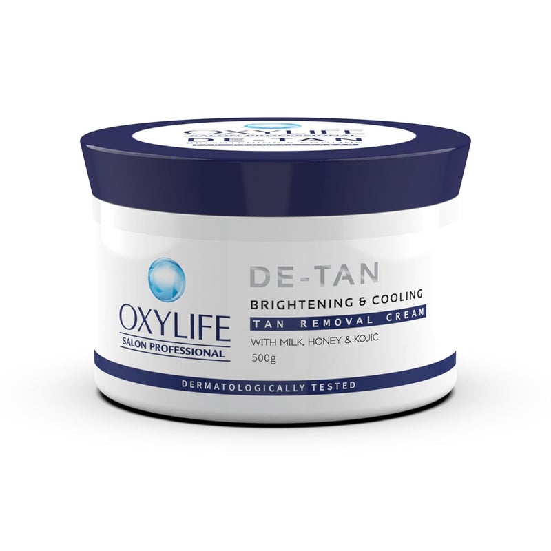 Oxylife Salon Professional Detan Brightening Lightening Tan Removal Pack 500g Instant Tan Removal Sun Protection With Milk Honey Kojik Dermatologically Tested Instant Long Lasting Glow For All Skin Types - Image 1