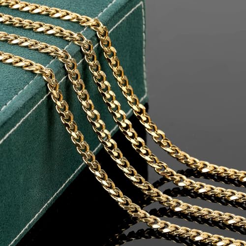 UMAOKANG 5 Meters Gold Plated Cuban Chains Bulk Stainless Steel Chains for Jewelry Making Men and Women Necklace Bracelet DIY Jewelry Chain Spool - Image 4