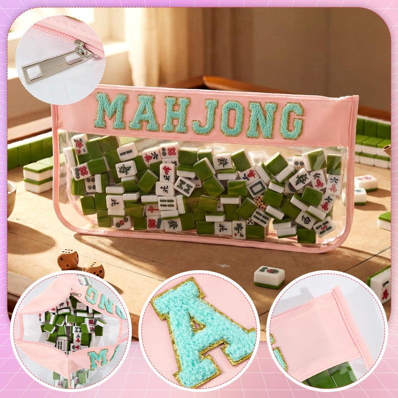 Yeyeplum 2 Pcs Mahjong Bags for Tiles and Racks Include Mahjong Tile Bag & Rack Bag, 37 Inch Protective Sleeve Tile Gift Accessory with Zipper & Letter for Mahj Pusher, Not Include Racks& Tiles(Pink) - Image 4