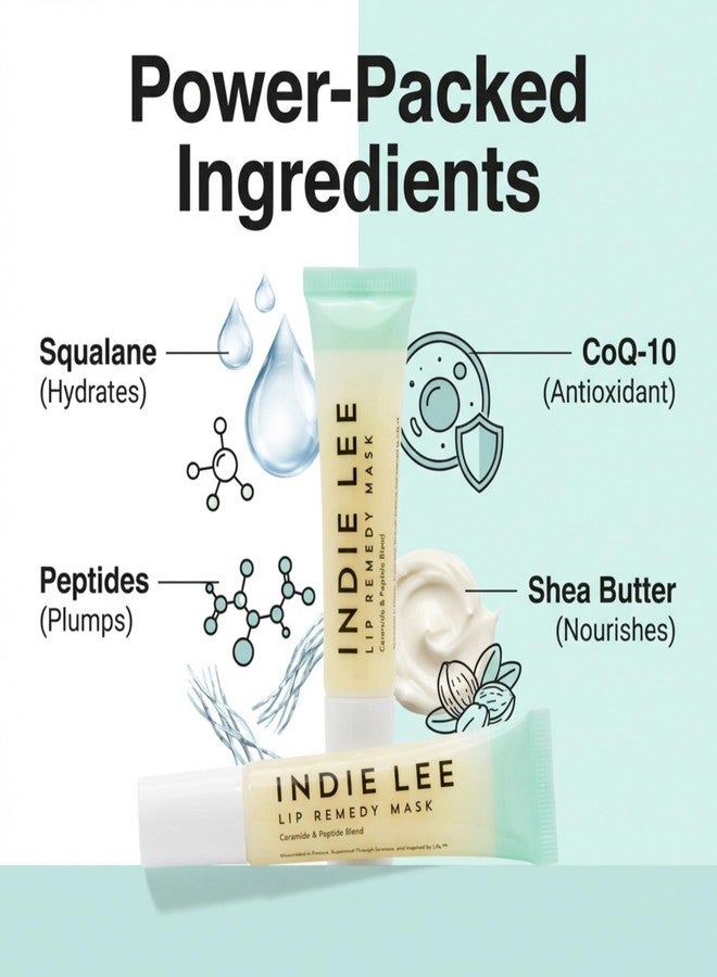 Indie Lee Lip Remedy Moisture Treatment Mask, Lightweight, Non-Sticky, Provides Lasting Hydration & Comfort, Formulated with Squalane, Shea Butter, Peptides, & CoQ-10 to Soften & Condition, 0.47 Fl Oz - Image 3
