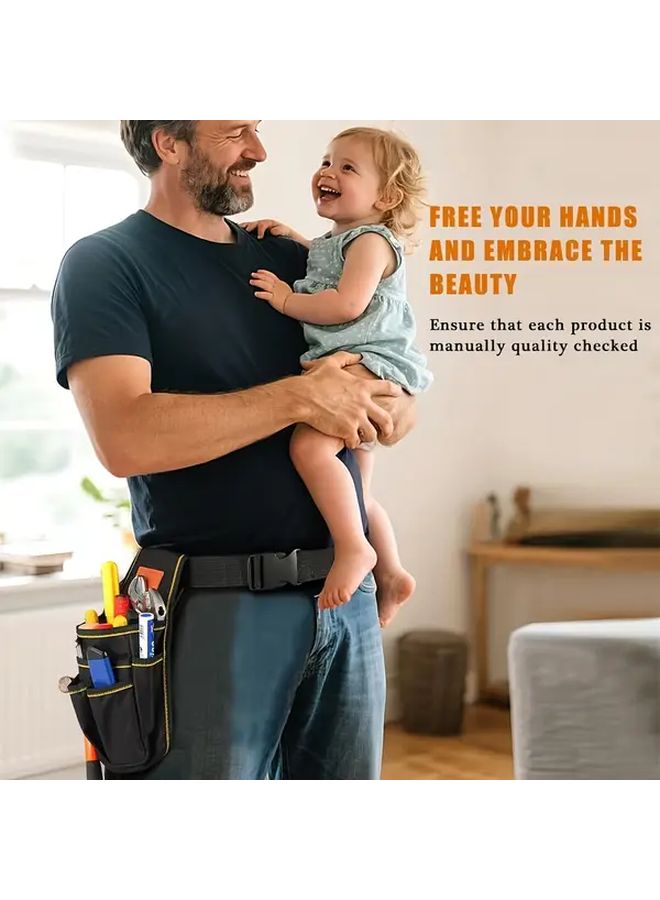 Universal Tool Pouch Set Of 2 Industrial Grade Oxford Cloth With Belt 12 Storage Pockets - Image 5