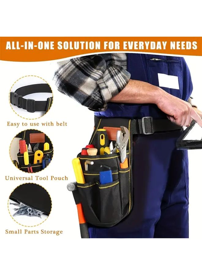 Universal Tool Pouch Set Of 2 Industrial Grade Oxford Cloth With Belt 12 Storage Pockets - Image 3