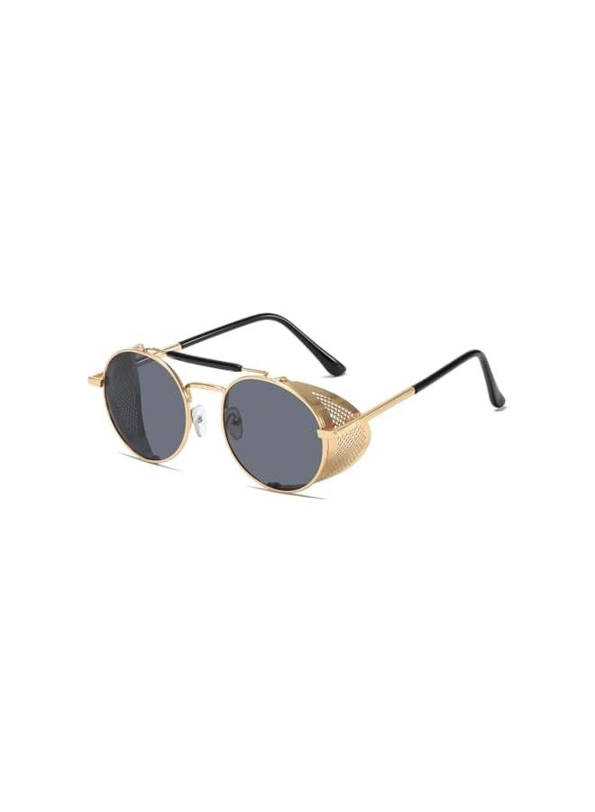 PROMASS Steampunk Sunglasses, Vintage Round Punk Classic Trendy UV400 Protection Men Sunglasses, Chic & Timeless Eyewear for Men and Women - Image 1