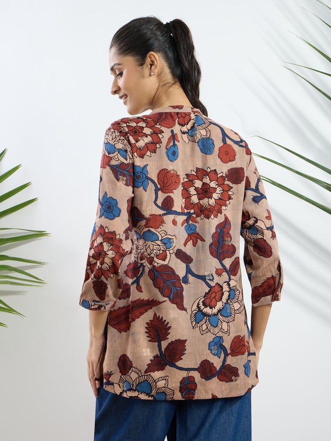 Silver Lime Beige Printed Viscose Tunic - Image 5