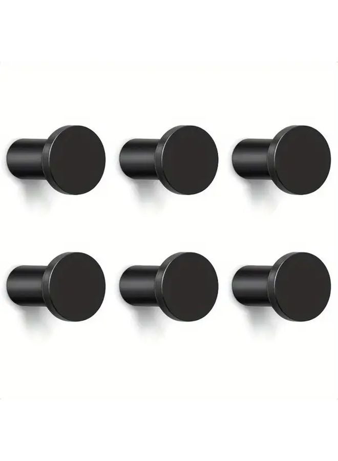 6 قطع خطافات معاطف حائطية من الفولاذ المقاوم للصدأ الأسود متينة مقاومة للصدأ لا تتطلب الحفر - Image 2