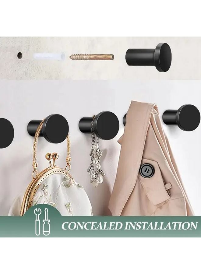 6 قطع خطافات معاطف حائطية من الفولاذ المقاوم للصدأ الأسود متينة مقاومة للصدأ لا تتطلب الحفر - Image 3