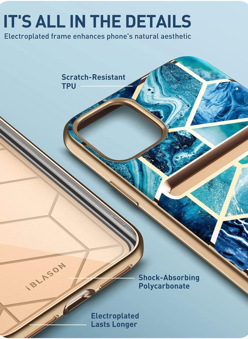 Cosmo Wallet Slim Designer Wallet Case Card Holder for iPhone 13 Pro Max 6.7 Inches Ocean