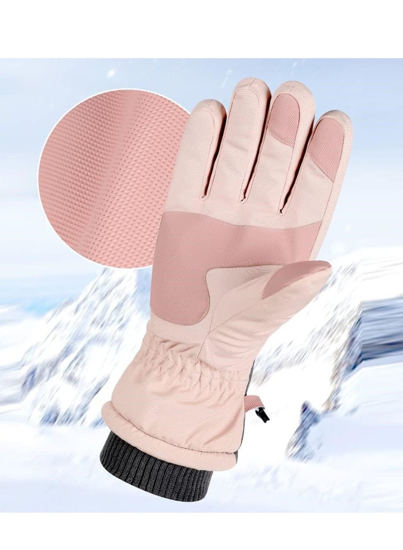 SYOSI Winter Ski Gloves, Waterproof and Windproof Touchscreen Snow Gloves for Men Women, Anti-Slip Snowboard Warm Winter Gloves for Cold Weather, Perfect Thermal Protection, Pink, 1 Pair - Image 4