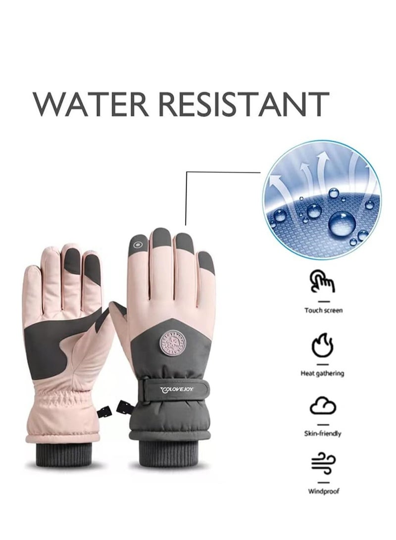 SYOSI Winter Ski Gloves, Waterproof and Windproof Touchscreen Snow Gloves for Men Women, Anti-Slip Snowboard Warm Winter Gloves for Cold Weather, Perfect Thermal Protection, Pink, 1 Pair - Image 2