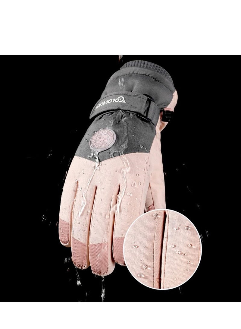 SYOSI Winter Ski Gloves, Waterproof and Windproof Touchscreen Snow Gloves for Men Women, Anti-Slip Snowboard Warm Winter Gloves for Cold Weather, Perfect Thermal Protection, Pink, 1 Pair - Image 3