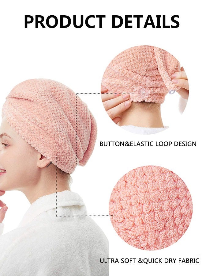 HAWAWA 2 Pack Microfiber Hair Towel Wrap for Women Girls Quick Dry Soft Microfiber Hair Drying Towel Bathing Hair Cap Hair Turban for Drying Curly, Long & Thick Hair, Grey and Pink  - Image 3