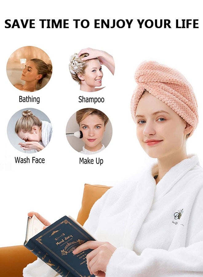 HAWAWA 2 Pack Microfiber Hair Towel Wrap for Women Girls Quick Dry Soft Microfiber Hair Drying Towel Bathing Hair Cap Hair Turban for Drying Curly, Long & Thick Hair, Grey and Pink  - Image 4