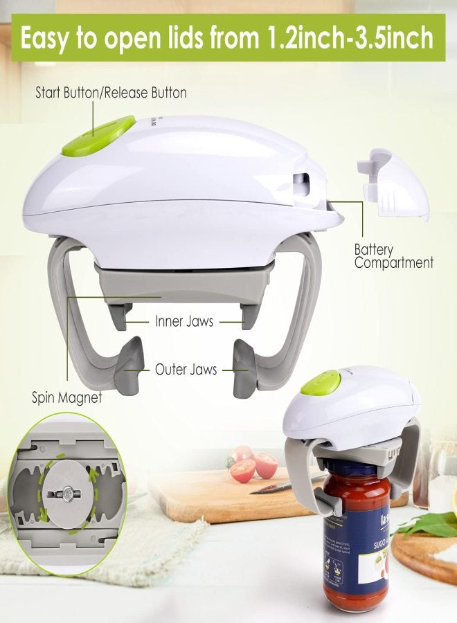 Besmon Electric Jar Opener, Kitchen Gadget Strong Tough Automatic Jar Opener For New Sealed Jars,The Hands Jar Opener with Less Effort to Open(White) - Image 2