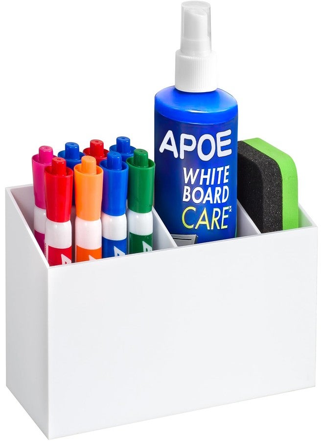Banafich Magnetic Dry Erase Marker Holder, Acrylic Magnet Pen Holder for Whiteboard, Refrigerator, Magnetic Fridge Organizer for Office, Classroom, Whiteboard Maker Holder, Locker Organizer(White) - Image 1
