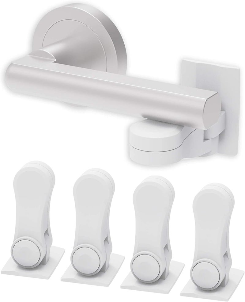 Inaya Child Proof Door Lever Lock (4-Pack) - Door Handle Lock - 3M Adhesive - Minimalist Design - No Drilling Child Safety Door Handle Locks - Image 1
