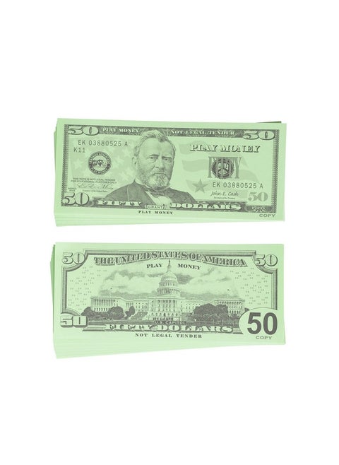 -7503 Fifty Dollar Play Bills - Set Of 50 $50 Paper Bills - Designed And Sized Like Real Us Currency - Teach Currency, Counting And Math With Play Money