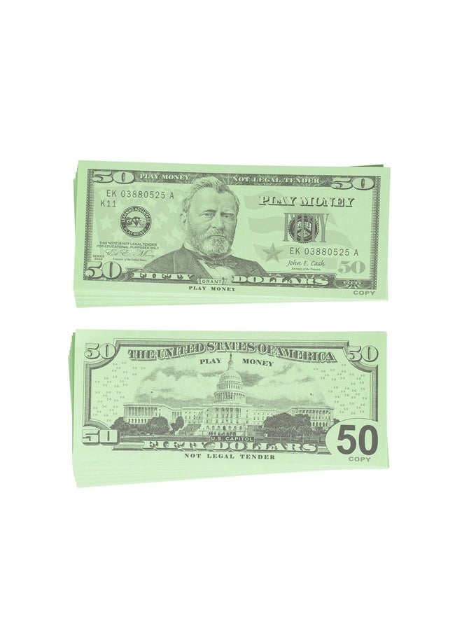 Learning Advantage -7503 Fifty Dollar Play Bills - Set Of 50 $50 Paper Bills - Designed And Sized Like Real Us Currency - Teach Currency, Counting And Math With Play Money  - Image 1