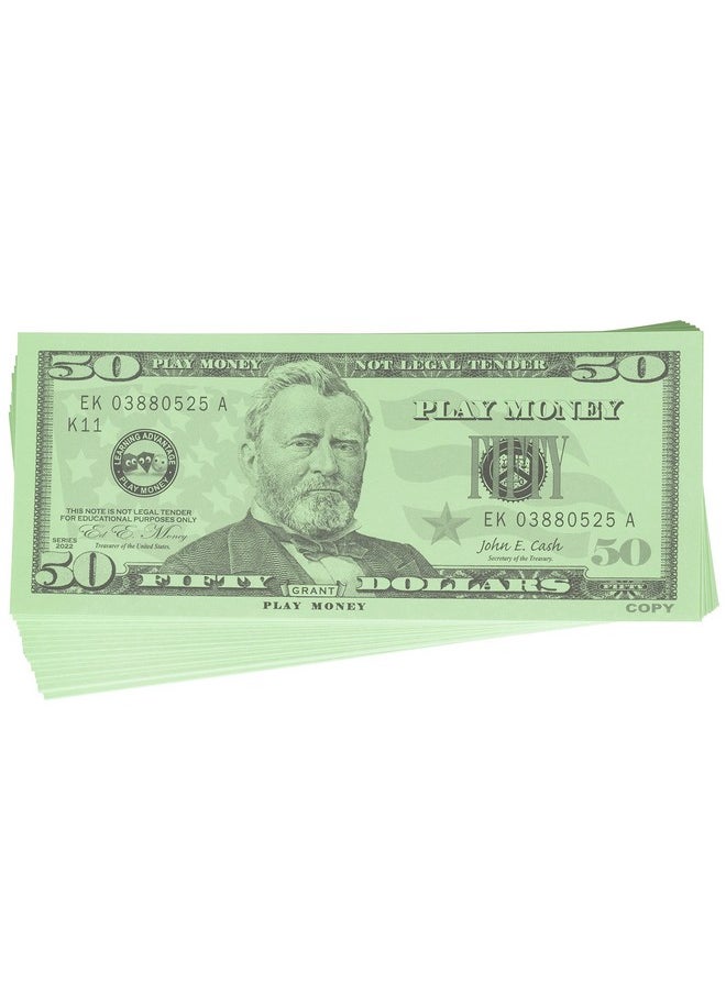 Learning Advantage -7503 Fifty Dollar Play Bills - Set Of 50 $50 Paper Bills - Designed And Sized Like Real Us Currency - Teach Currency, Counting And Math With Play Money  - Image 2
