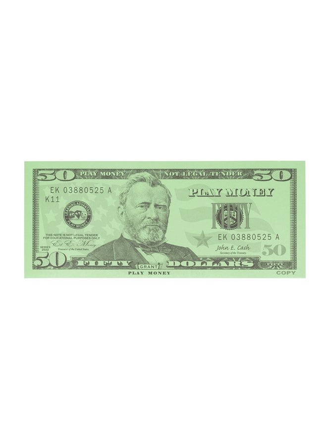 Learning Advantage -7503 Fifty Dollar Play Bills - Set Of 50 $50 Paper Bills - Designed And Sized Like Real Us Currency - Teach Currency, Counting And Math With Play Money  - Image 4