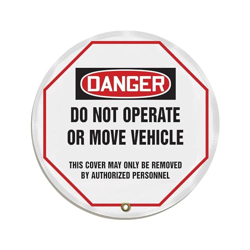 Accuform غطاء عجلة القيادة AccuformNMC لقفل العلامات، أسلوب OSHA، تحذير خطر لا تشغل أو تحرك المركبة...، فينيل معزز، 20" قطر، KDD824 - Image 2