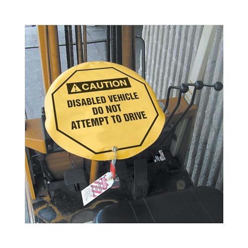 Accuform غطاء عجلة القيادة AccuformNMC لقفل العلامات، أسلوب OSHA، تحذير خطر لا تشغل أو تحرك المركبة...، فينيل معزز، 20" قطر، KDD824 - Image 3