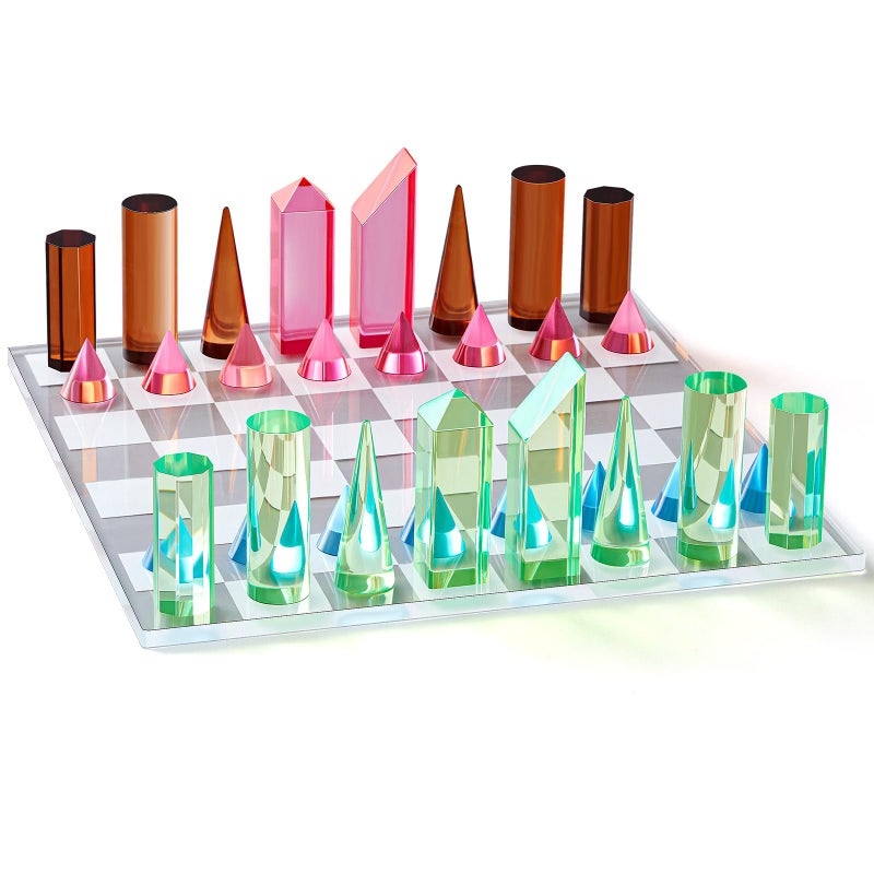 WinnerWhy Acrylic Chess Set 11 8 x 11 8 Inch Large Modern Acrylic Checkers Set Table Game Board for Adults - Image 2