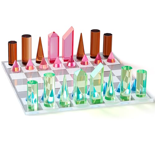 WinnerWhy Acrylic Chess Set 11 8 x 11 8 Inch Large Modern Acrylic Checkers Set Table Game Board for Adults - Image 1