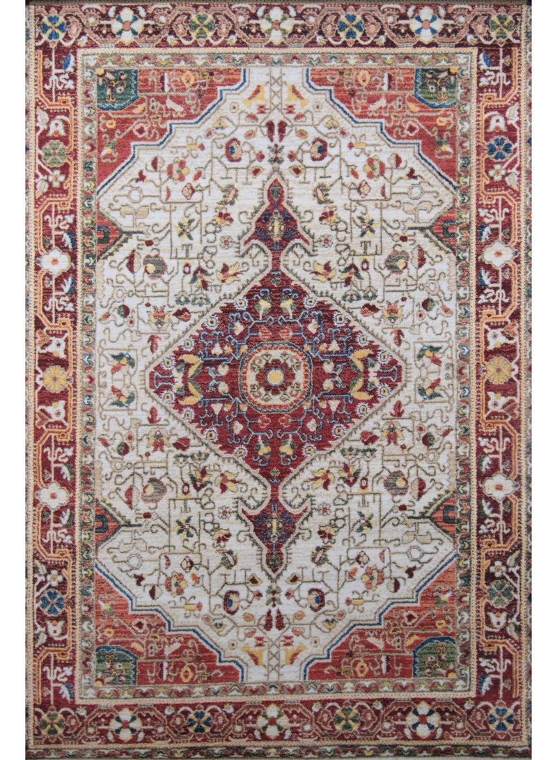 Alkaffary Jehan Noran Area Rug , Living Room & Bedroom Rug, Soft Comfortable Texture, 300x400 cm, Red-Beige - Image 1