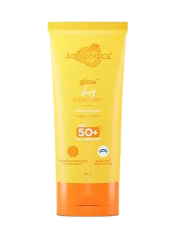 أكوالوجيكا واقي الشمس Aqualogica Glow+ Dewy خفيف الوزن ومرطب مع عامل حماية من الشمس SPF 50+ وPA++++ للأشعة فوق البنفسجية فئة A وB والبشرة المختلطة والمتوهجة - 80 جم - Image 1