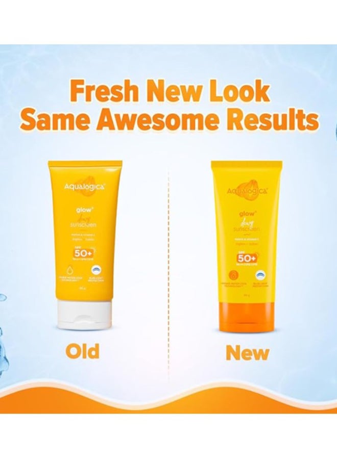 أكوالوجيكا واقي الشمس Aqualogica Glow+ Dewy خفيف الوزن ومرطب مع عامل حماية من الشمس SPF 50+ وPA++++ للأشعة فوق البنفسجية فئة A وB والبشرة المختلطة والمتوهجة - 80 جم - Image 3