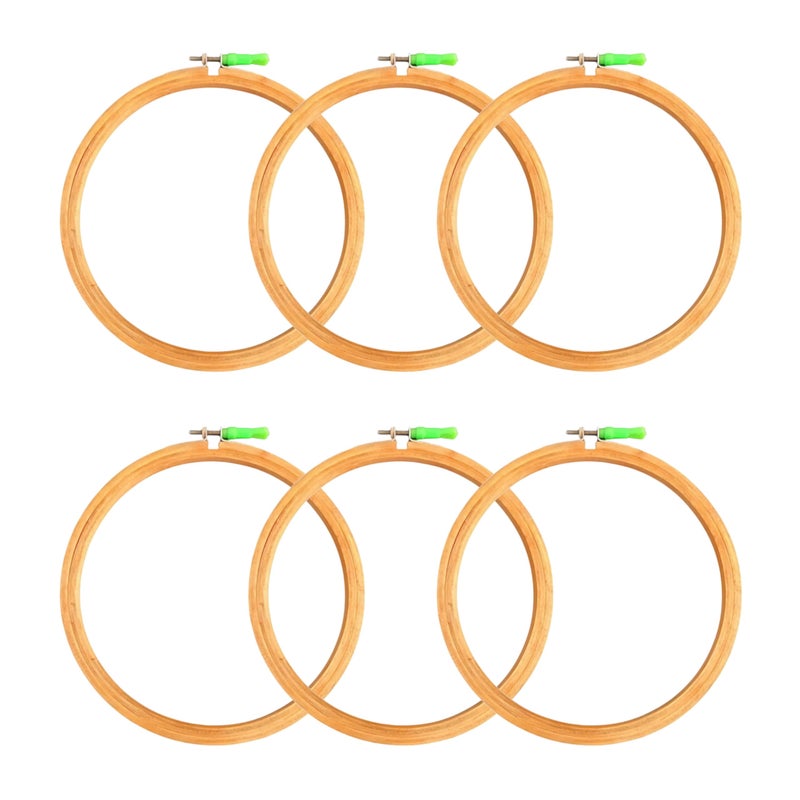 CLEZARO ( Pack of 6 ) Wooden Embroidery Hoop Ring Frame Size : 5 Inch, Adjustable Cross Stitch Embroidery Circle Hoop, 5-Inch Wooden Embroidery Frame (H154) - Image 1
