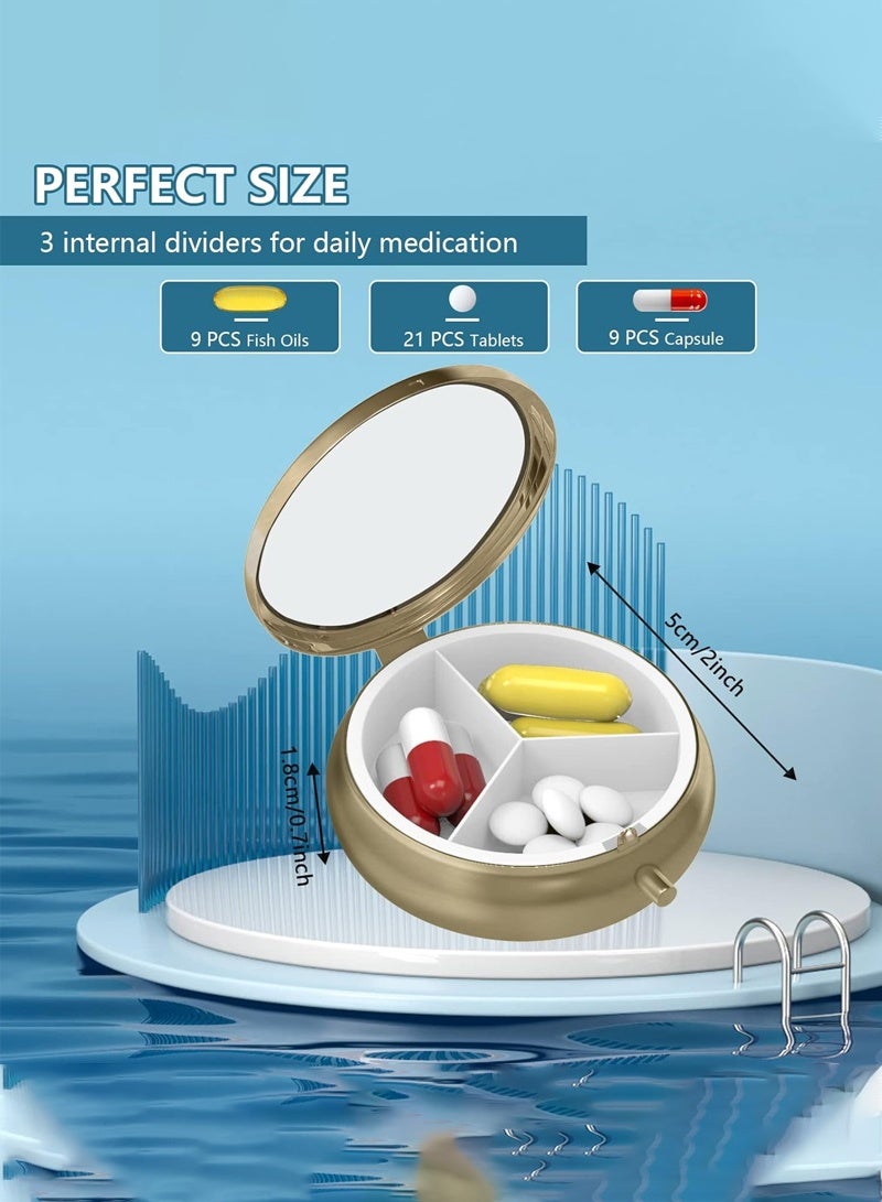 lebonaer Pill Box With 3 Compartments - Portable Medicine Case for Pocket or Purse, Decorative Metal Vitamin Organizer, Unique Gift (starlit sky) - Image 4