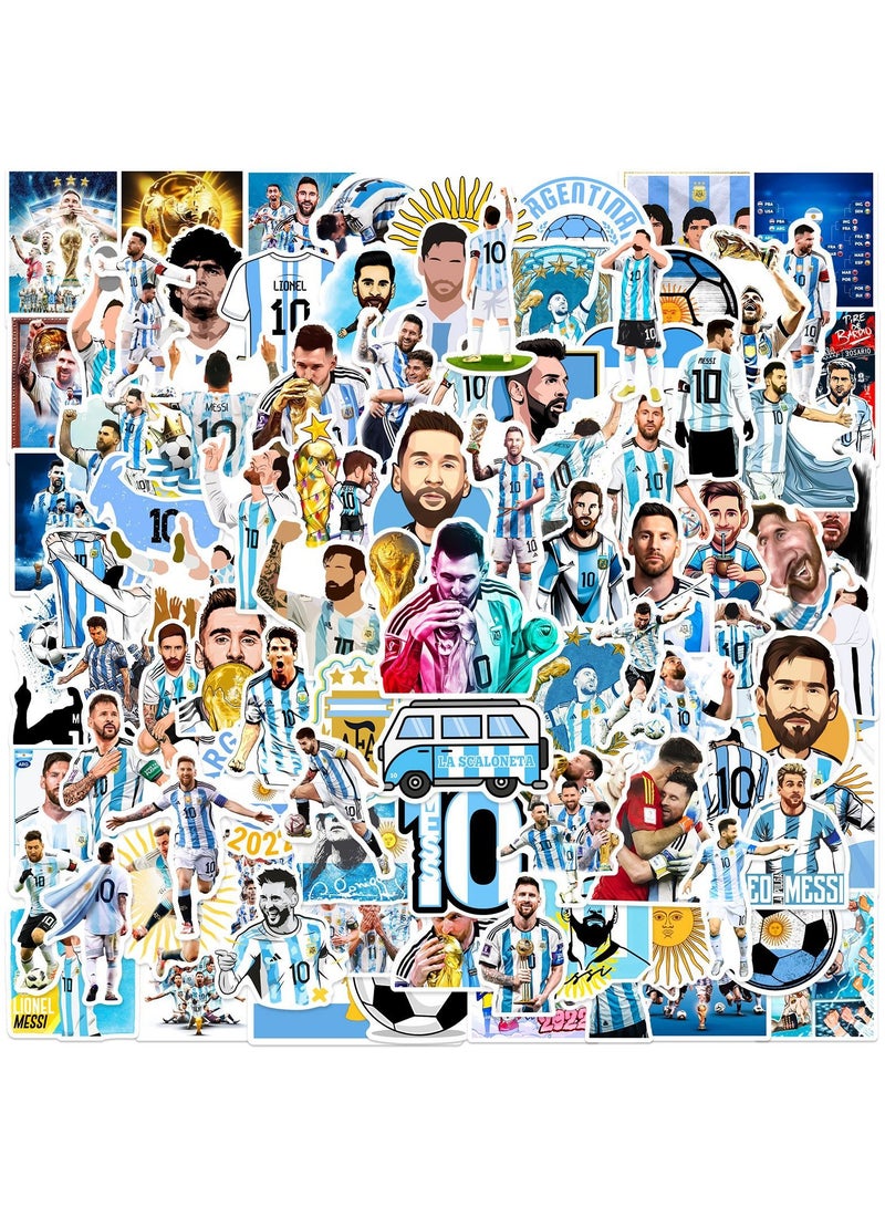 100 قطعة من ملصقات ميسي، ملصقات كأس العالم لكرة القدم، ملصقات مقاومة للماء لزجاجة المياه، والكمبيوتر المحمول، وكمبيوتر التزلج، والهاتف. ملصقات كرتونية لطيفة للأطفال والمراهقين - Image 1