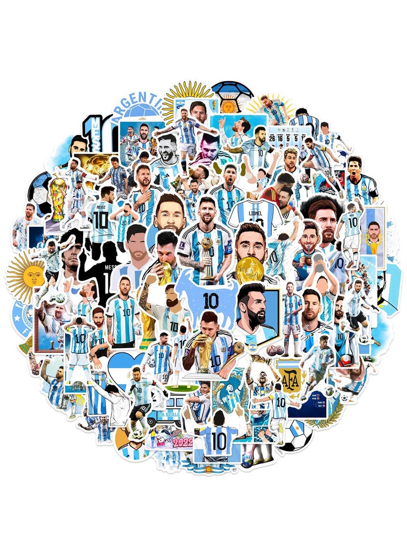 100 قطعة من ملصقات ميسي، ملصقات كأس العالم لكرة القدم، ملصقات مقاومة للماء لزجاجة المياه، والكمبيوتر المحمول، وكمبيوتر التزلج، والهاتف. ملصقات كرتونية لطيفة للأطفال والمراهقين - Image 2