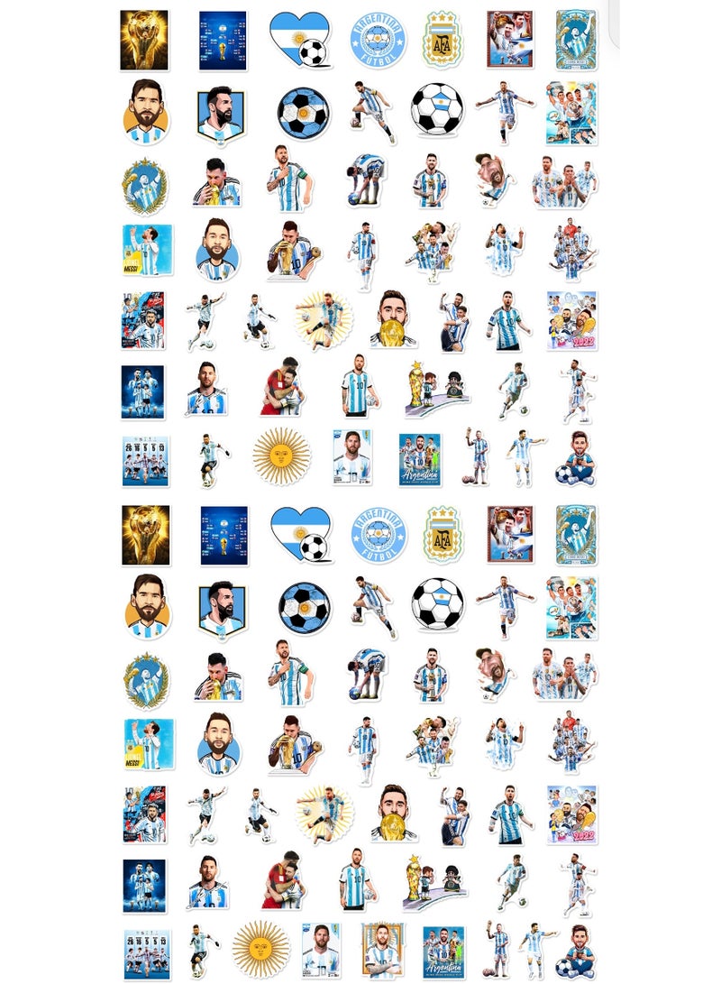100 قطعة من ملصقات ميسي، ملصقات كأس العالم لكرة القدم، ملصقات مقاومة للماء لزجاجة المياه، والكمبيوتر المحمول، وكمبيوتر التزلج، والهاتف. ملصقات كرتونية لطيفة للأطفال والمراهقين - Image 3