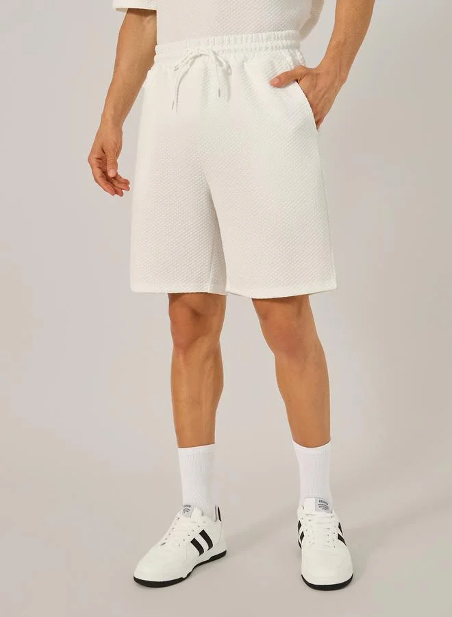 Styli Textured Relaxed Fit Polo T-Shirt and Shorts Co-Ords