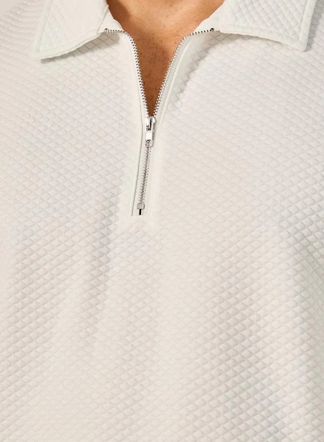 Styli Textured Relaxed Fit Polo T-Shirt and Shorts Co-Ords