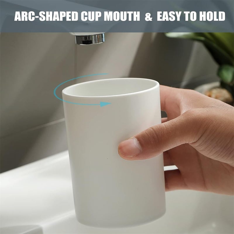 Excefore Light sturdy raw material Bathroom Tumbler Cup Set, 10.5oz Reusable Unbreakable Toothbrush Cups, Easy to Clean Plastic Mouthwash Cups, Toothbrush Holder for Your Bathroom, 2PCS Low wear optimized design - Image 4