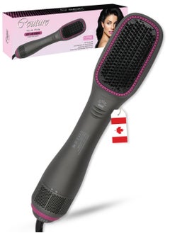 Couture Hair Pro One Step Hot Air Brush - 1200 Watts Professional Styler Blow Dryer With Anti-Scald Comb - Ceramic Ionic Hair Dryer Grey  - Image 1