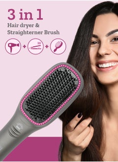 Couture Hair Pro One Step Hot Air Brush - 1200 Watts Professional Styler Blow Dryer With Anti-Scald Comb - Ceramic Ionic Hair Dryer Grey  - Image 2