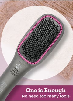 Couture Hair Pro One Step Hot Air Brush - 1200 Watts Professional Styler Blow Dryer With Anti-Scald Comb - Ceramic Ionic Hair Dryer Grey  - Image 3