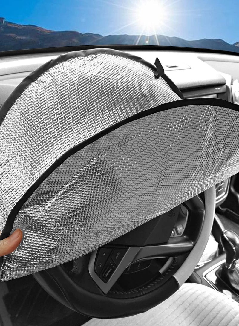 Y&D Upgraded Steering Wheel Sun Shade Cover, 3-Layer Foil Cooling Design, Block UV Rays and Keep Your Cool in Summer, Universal Fit for Cars, Trucks, SUVs  - Image 1