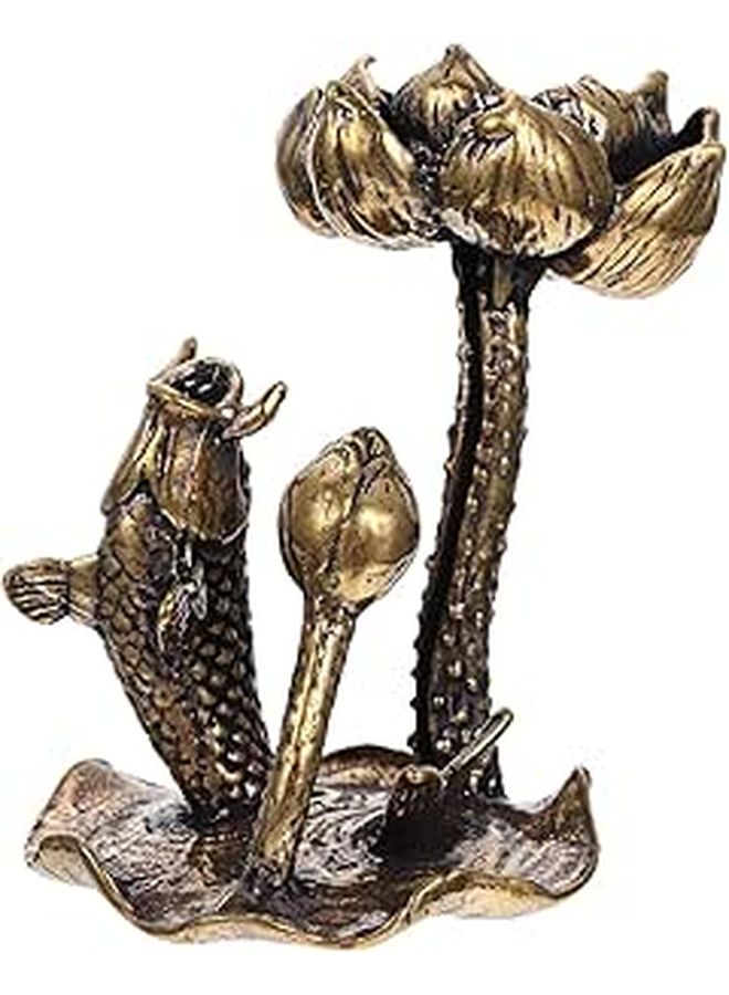 Vintage Copper Incense Burner With Fish And Lotus Design For Home Fragrance - Image 1