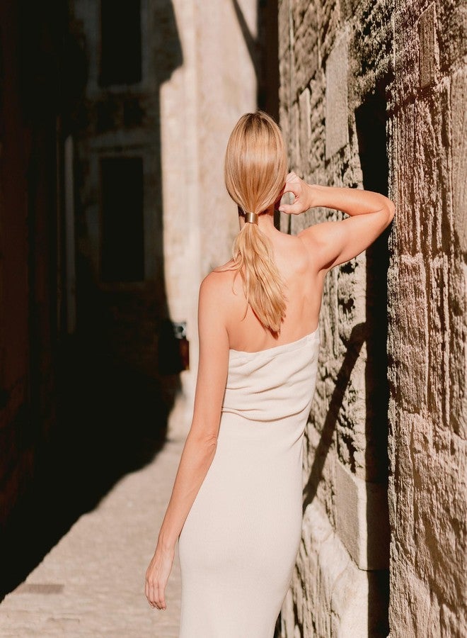 L. Erickson Brushed Metal Cuff Ponytail Holder - Brushed Gold - Image 5