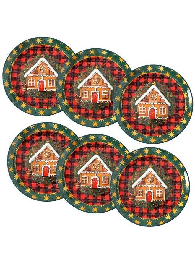 HASENSE Christmas Dinner Plates, 10.5 Inch Ceramic Plates Set of 6, Dinnerware Dish for Kitchen for Steak, Pasta, Pizza, Serving Plate Microwave, Oven and Dishwasher Safe, Holiday Dining Collection - Image 1