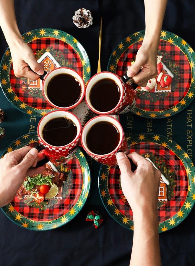 HASENSE Christmas Dinner Plates, 10.5 Inch Ceramic Plates Set of 6, Dinnerware Dish for Kitchen for Steak, Pasta, Pizza, Serving Plate Microwave, Oven and Dishwasher Safe, Holiday Dining Collection - Image 3