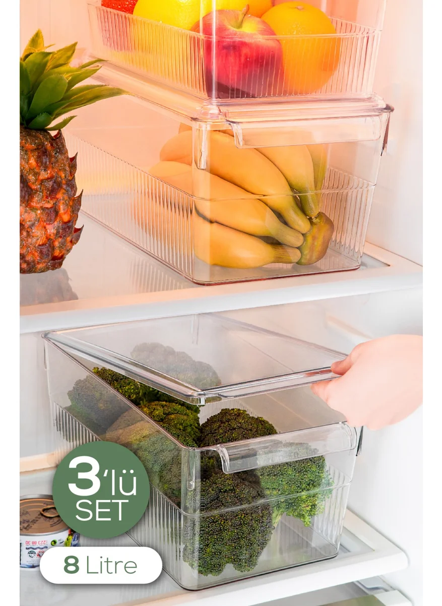 Vienev 3-Piece 8 Liter Maxi Fridge Cabinet Organizer with Lid