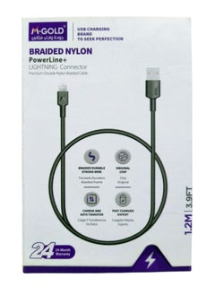 M-GOLD PowerLine+ Braided Nylon USB Cable with Lightning Connector - 1.2M (3.9FT) - Durable and Fast Charging