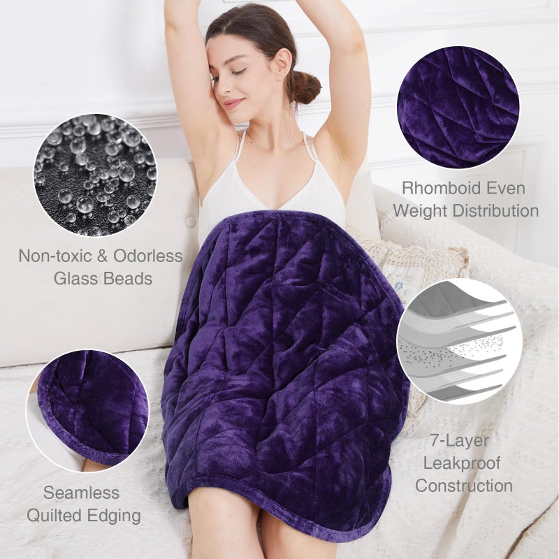 Alomidds Weighted Blanket 7lbs  Cozy Soft Flannel Portable Weighted Lap Blanket for Adults  Small Travel Weighted Blanket for Relaxing  Sleeping  Napping  Machine Washable  Purple  29"" x 24""