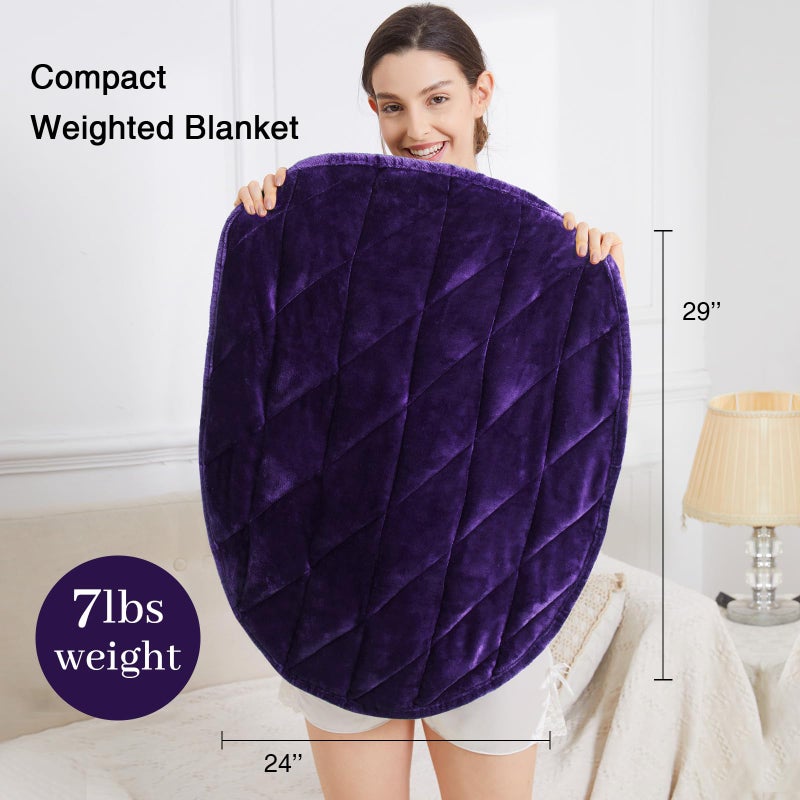 Alomidds Weighted Blanket 7lbs  Cozy Soft Flannel Portable Weighted Lap Blanket for Adults  Small Travel Weighted Blanket for Relaxing  Sleeping  Napping  Machine Washable  Purple  29"" x 24""
